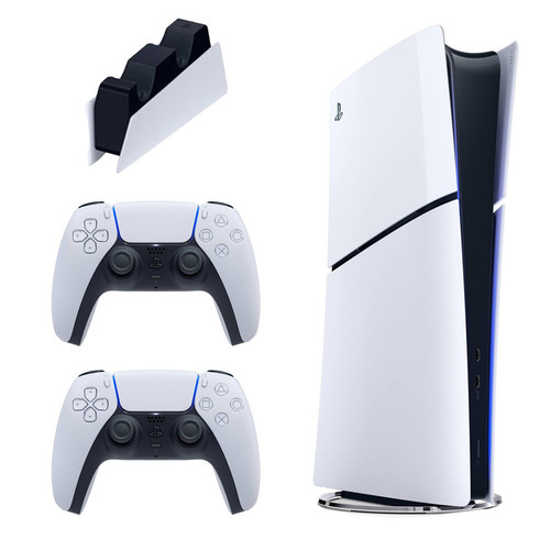 کنسول بازی سونی مدل PlayStation 5 Slim Digital Edition ظرفیت 825 گیگابایت ریجن CFI-2116 اروپا به همراه دسته اضافی و پایه شارژر