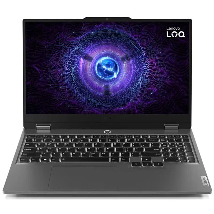 لپ‌تاپ لنوو مدل LOQ 15IAX9 با پردازنده Core i5-12450HX و گرافیک RTX4050 6GB، رم DDR5 24GB با 4800MHz، حافظه SSD با ظرفیت 512GB، نمایشگر 15.6 اینچ IPS با وضوح Full HD، دارای نور پس‌زمینه کیبورد، سیستم‌عامل Windows 11