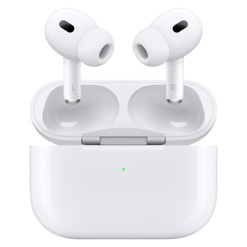 هدفون بلوتوثی اپل مدل AirPods Pro 2nd Generation با نویز کنسلینگ فعال (ANC)، نویز کنسلینگ میکروفون (ENC)، درگاه شارژ USB Type-C، با قابلیت شارژ بیسیم، دارای میکروفون دوگانه از نوع Beamforming، مقاومت در برابر رطوبت و عرق